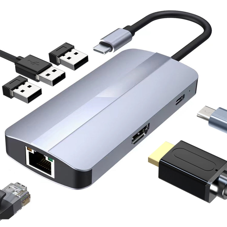 BYL-2209 Estação de Acoplamento Multifuncional HUB USB-C / Type-C para USB 6 em 1, BYL-2209