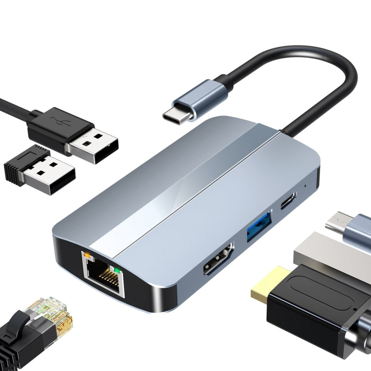 BYL-2203 Estação de Acoplamento Multifuncional HUB USB-C / Type-C para USB 6 em 1, BYL-2203