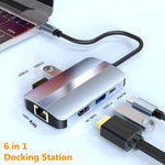 BYL-2203 Estação de Acoplamento Multifuncional HUB USB-C / Type-C para USB 6 em 1, BYL-2203