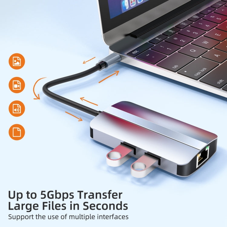 BYL-2203 Estação de Acoplamento Multifuncional HUB USB-C / Type-C para USB 6 em 1, BYL-2203
