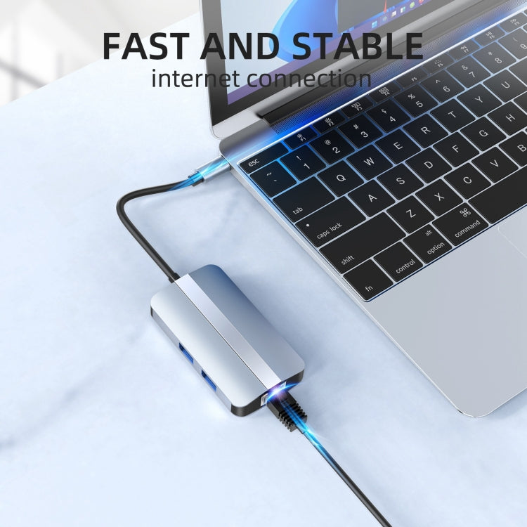 BYL-2203 Estação de Acoplamento Multifuncional HUB USB-C / Type-C para USB 6 em 1, BYL-2203