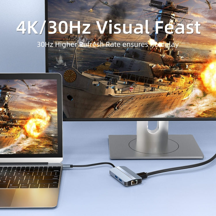 BYL-2203 Estação de Acoplamento Multifuncional HUB USB-C / Type-C para USB 6 em 1, BYL-2203