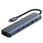 BYL-2210 Estação de Acoplamento Multifuncional HUB USB-C / Type-C para USB 6 em 1 com Porta de Rede 1000M, BYL-2210
