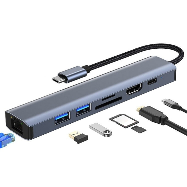 BYL-2303 Estação de Acoplamento Multifuncional HUB USB-C / Type-C para USB 7 em 1, BYL-2303