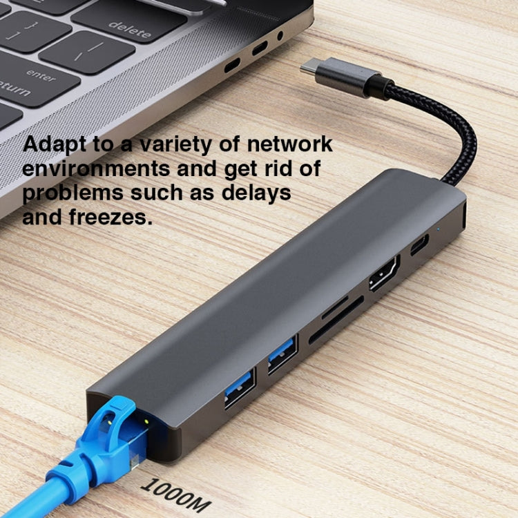 BYL-2303 Estação de Acoplamento Multifuncional HUB USB-C / Type-C para USB 7 em 1, BYL-2303