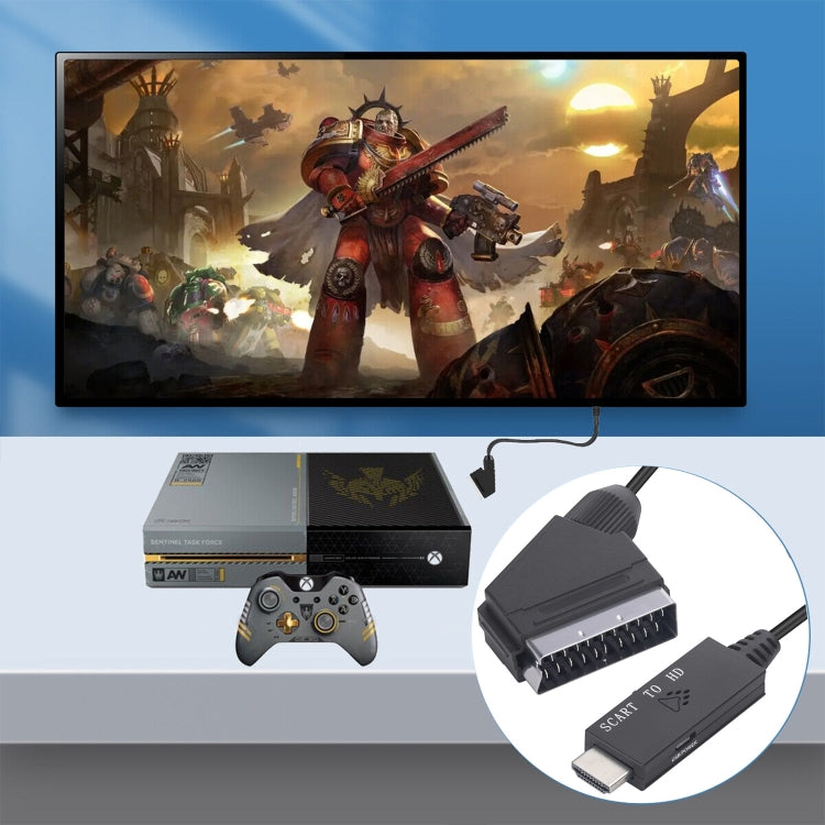 Conversor Adaptador de Vídeo e Áudio Scart para HDMI Compatível, Scart para HDMI