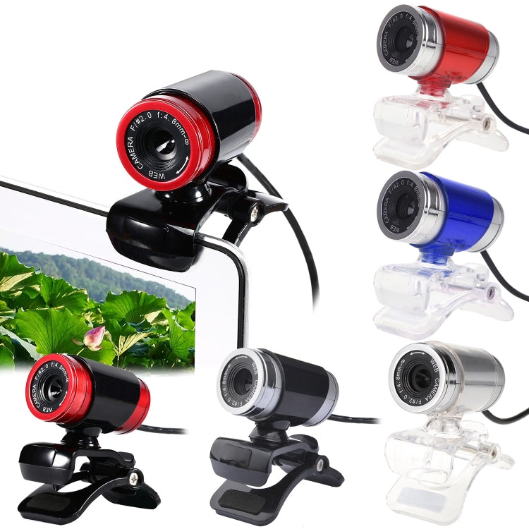 Webcam HXSJ A860 30fps 480P HD para Secretária / Portátil, com Microfone Absorvente de Som de 10m, Comprimento: 1,4m, A860 Cinzento, A860 Azul, A860 Vermelho, A860 Vermelho + Preto, A860 Preto