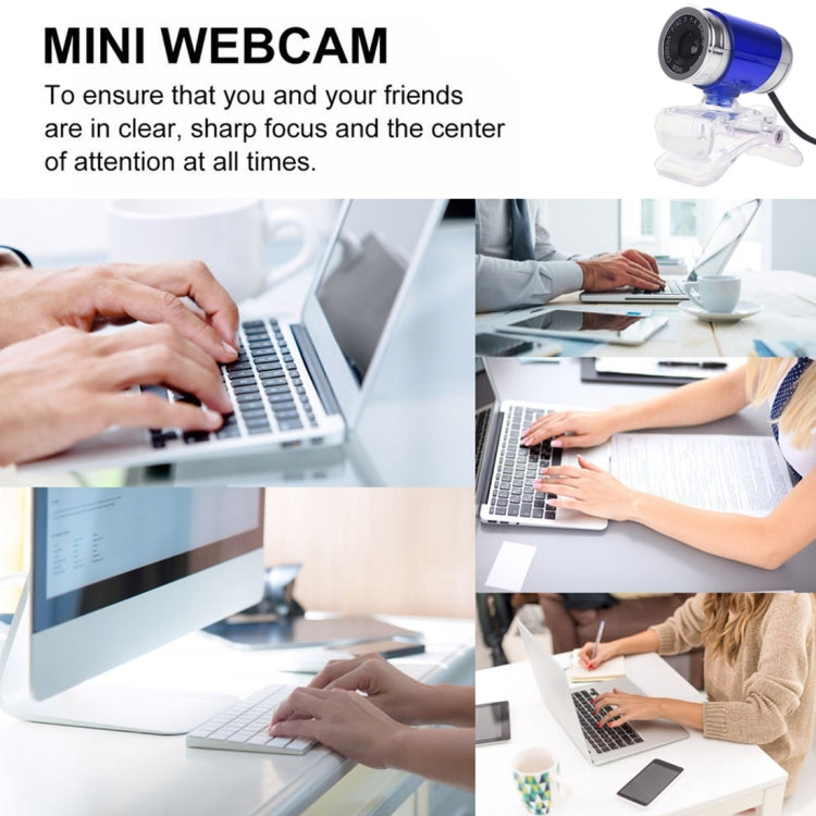 Webcam HXSJ A860 30fps 480P HD para Secretária / Portátil, com Microfone Absorvente de Som de 10m, Comprimento: 1,4m, A860 Cinzento, A860 Azul, A860 Vermelho, A860 Vermelho + Preto, A860 Preto