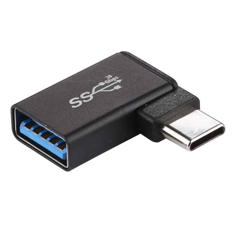 Adaptador de Ligações Tipo-C / USB-C Macho para USB 3.2 Fêmea com Ângulo de 90 Graus em Liga de Alumínio, Tipo-C Macho para USB 3.2 Fêmea