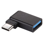Adaptador de Ligações Tipo-C / USB-C Macho para USB 3.2 Fêmea com Ângulo de 90 Graus em Liga de Alumínio, Tipo-C Macho para USB 3.2 Fêmea