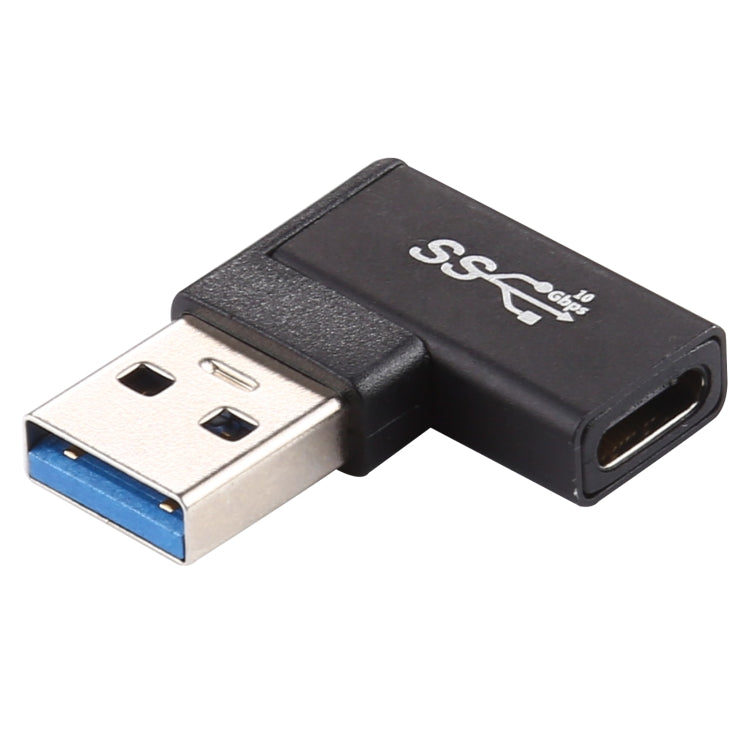 Adaptador de Ligações Tipo-C / USB-C Fêmea para USB 3.0 Macho com Ângulo de 90 Graus em Liga de Alumínio, Tipo-C Fêmea para USB 3.0 Macho