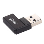 Adaptador de Ligações Tipo-C / USB-C Fêmea para USB 3.0 Macho com Ângulo de 90 Graus em Liga de Alumínio, Tipo-C Fêmea para USB 3.0 Macho