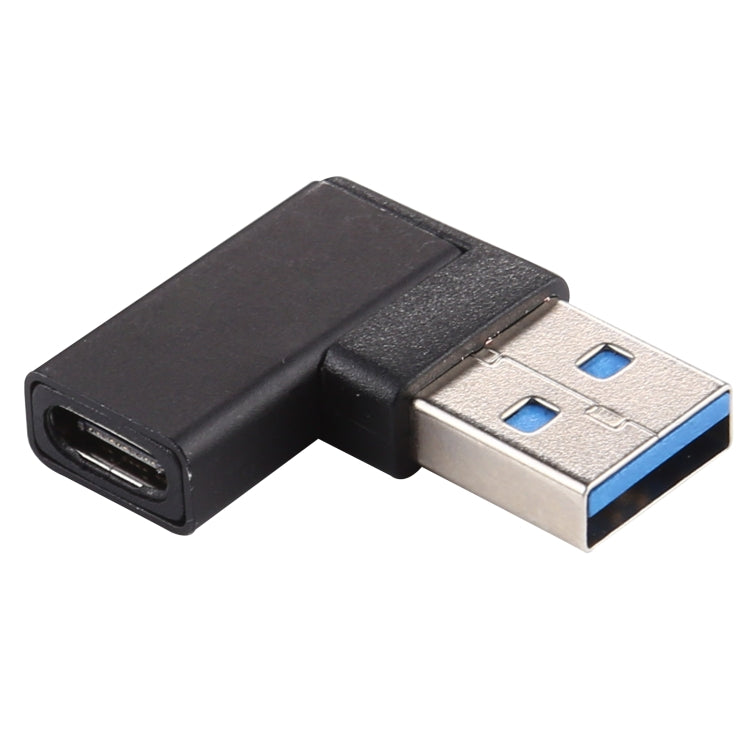 Adaptador de Ligações Tipo-C / USB-C Fêmea para USB 3.0 Macho com Ângulo de 90 Graus em Liga de Alumínio, Tipo-C Fêmea para USB 3.0 Macho