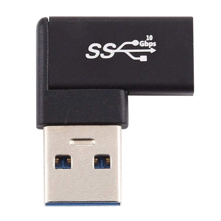 Adaptador de Ligações Tipo-C / USB-C Fêmea para USB 3.0 Macho com Ângulo de 90 Graus em Liga de Alumínio, Tipo-C Fêmea para USB 3.0 Macho