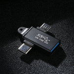 Adaptador de Ligações USB 3.0 Fêmea para Tipo-C / USB-C Macho + Micro Macho em Liga de Alumínio, USB 3.0 Fêmea para Tipo-C Macho + Micro Macho