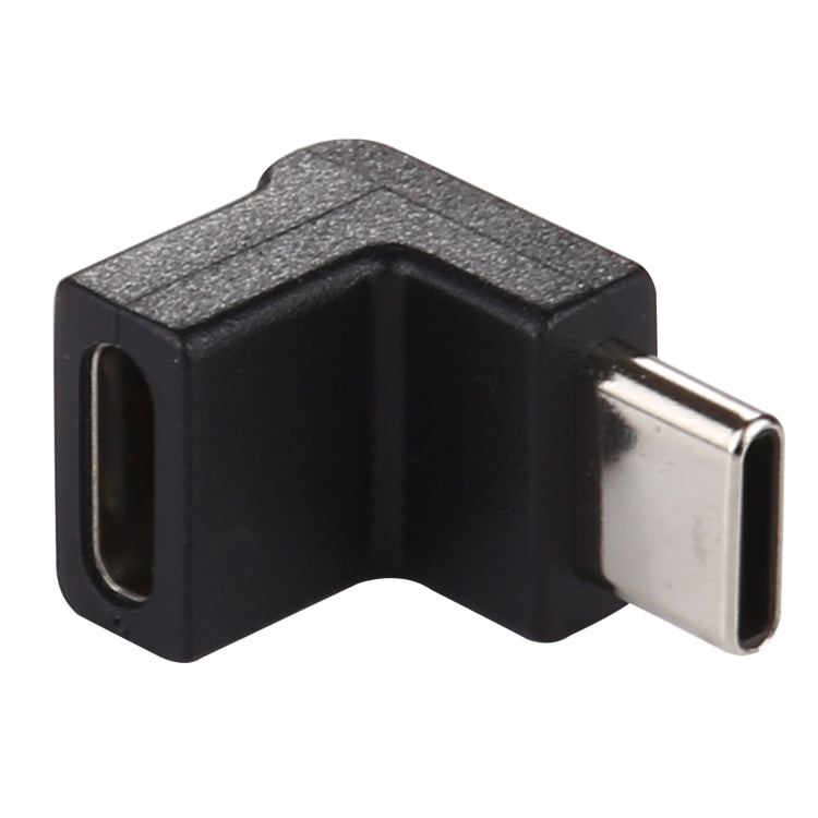 Adaptador de Ligações Tipo-C / USB-C Macho para Tipo-C / USB-C Fêmea com Ângulo de 90 Graus em Liga de Alumínio, Tipo-C Macho para Tipo-C Fêmea