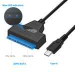 Cabo Conversor de Dados USB-C / Tipo-C 3.1 Macho para SATA (15 Pinos + 7 Pinos) HDD, Comprimento: 20cm, Tipo-C para SATA