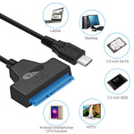 Cabo Conversor de Dados USB-C / Tipo-C 3.1 Macho para SATA (15 Pinos + 7 Pinos) HDD, Comprimento: 20cm, Tipo-C para SATA