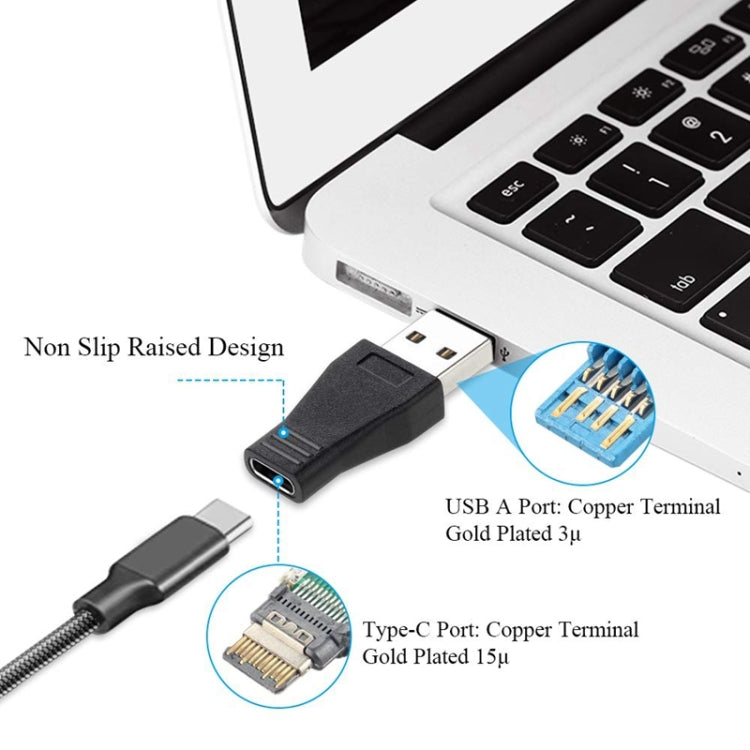 Adaptador Conector USB 3.0 Macho para USB-C / Tipo-C 3.1 Fêmea, AM para USB Tipo-C