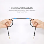 Cabo de Áudio AUX Estéreo REXLIS 3629 3.5mm Macho para Macho com Jack Dourado para Carro, para Dispositivos Digitais Padrão AUX 3.5mm, Comprimento: 1.8m