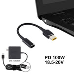 Adaptador PD 100W 18.5-20V com Ficha Quadrada para USB-C / Tipo-C, Cabo com Trança de Nylon para Portátil Lenovo