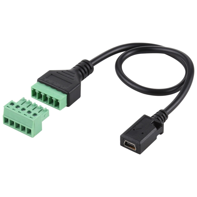 Cabo Adaptador USB Mini 5 Pinos Fêmea para Terminais Pluggable 5 Pinos Sem Solda, Comprimento: 30cm, Mini 5 Pinos Fêmea