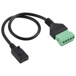 Cabo Adaptador USB Mini 5 Pinos Fêmea para Terminais Pluggable 5 Pinos Sem Solda, Comprimento: 30cm, Mini 5 Pinos Fêmea