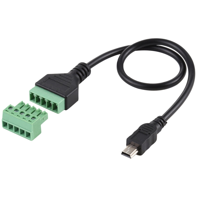 Cabo Adaptador USB Mini 5 Pinos Macho para Terminais Pluggable 5 Pinos Sem Solda, Comprimento: 30cm, Mini 5 Pinos Macho