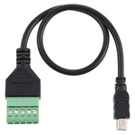 Cabo Adaptador USB Mini 5 Pinos Macho para Terminais Pluggable 5 Pinos Sem Solda, Comprimento: 30cm, Mini 5 Pinos Macho