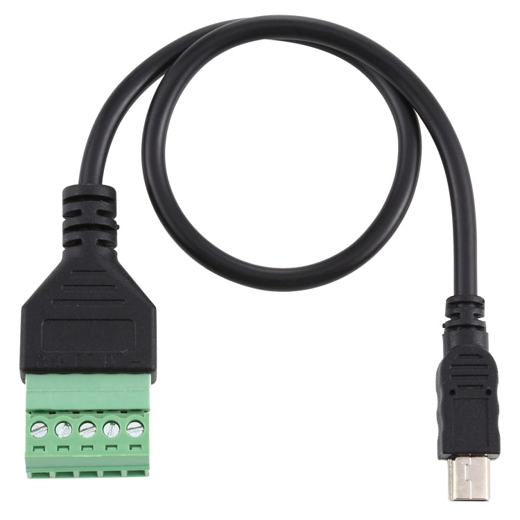 Cabo Adaptador USB Mini 5 Pinos Macho para Terminais Pluggable 5 Pinos Sem Solda, Comprimento: 30cm, Mini 5 Pinos Macho