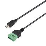 Cabo Adaptador USB Mini 5 Pinos Macho para Terminais Pluggable 5 Pinos Sem Solda, Comprimento: 30cm, Mini 5 Pinos Macho