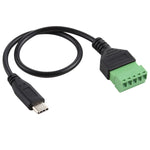 Cabo Adaptador USB-C / Tipo-C Macho para Terminais Pluggable 5 Pinos Sem Solda, Comprimento: 30cm, Tipo-C Macho
