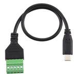 Cabo Adaptador USB-C / Tipo-C Macho para Terminais Pluggable 5 Pinos Sem Solda, Comprimento: 30cm, Tipo-C Macho
