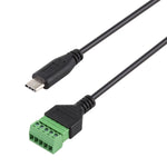 Cabo Adaptador USB-C / Tipo-C Macho para Terminais Pluggable 5 Pinos Sem Solda, Comprimento: 30cm, Tipo-C Macho