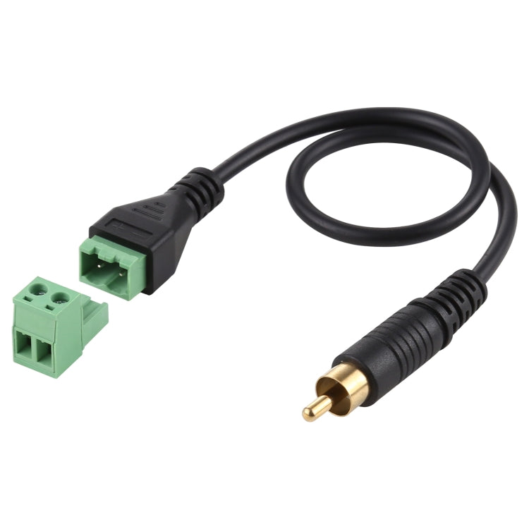 Cabo Adaptador de Conexão Sem Solda RCA Macho Dourado para Terminais Pluggable de 2 Pinos, Comprimento: 30cm, RCA Macho