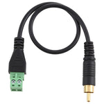 Cabo Adaptador de Conexão Sem Solda RCA Macho Dourado para Terminais Pluggable de 2 Pinos, Comprimento: 30cm, RCA Macho