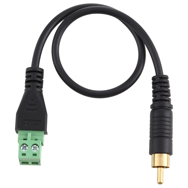 Cabo Adaptador de Conexão Sem Solda RCA Macho Dourado para Terminais Pluggable de 2 Pinos, Comprimento: 30cm, RCA Macho