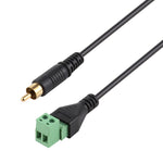 Cabo Adaptador de Conexão Sem Solda RCA Macho Dourado para Terminais Pluggable de 2 Pinos, Comprimento: 30cm, RCA Macho