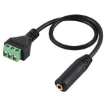 Cabo adaptador conector fêmea 3,5mm para terminais plugáveis de 3 pinos sem solda, comprimento: 30cm, 3,5mm fêmea para 3 pinos