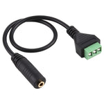 Cabo adaptador conector fêmea 3,5mm para terminais plugáveis de 3 pinos sem solda, comprimento: 30cm, 3,5mm fêmea para 3 pinos