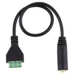 Cabo adaptador conector fêmea 3,5mm para terminais plugáveis de 3 pinos sem solda, comprimento: 30cm, 3,5mm fêmea para 3 pinos