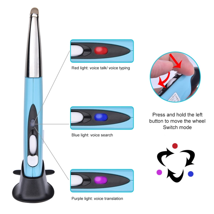 Rato ótico inteligente sem fios PR-06S com 4 teclas e função de caneta stylus, Suporta operação por voz / tradução, Suporta operação por voz / tradução Vermelho, Suporta operação por voz / tradução Cinzento, Suporta operação por voz / tradução Azul