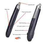 Rato ótico inteligente sem fios PR-08 com 6 teclas, função de caneta stylus e laser, Função laser Vermelho, Função laser Branco, Função laser Preto, Função laser Cinzento, Função laser Azul
