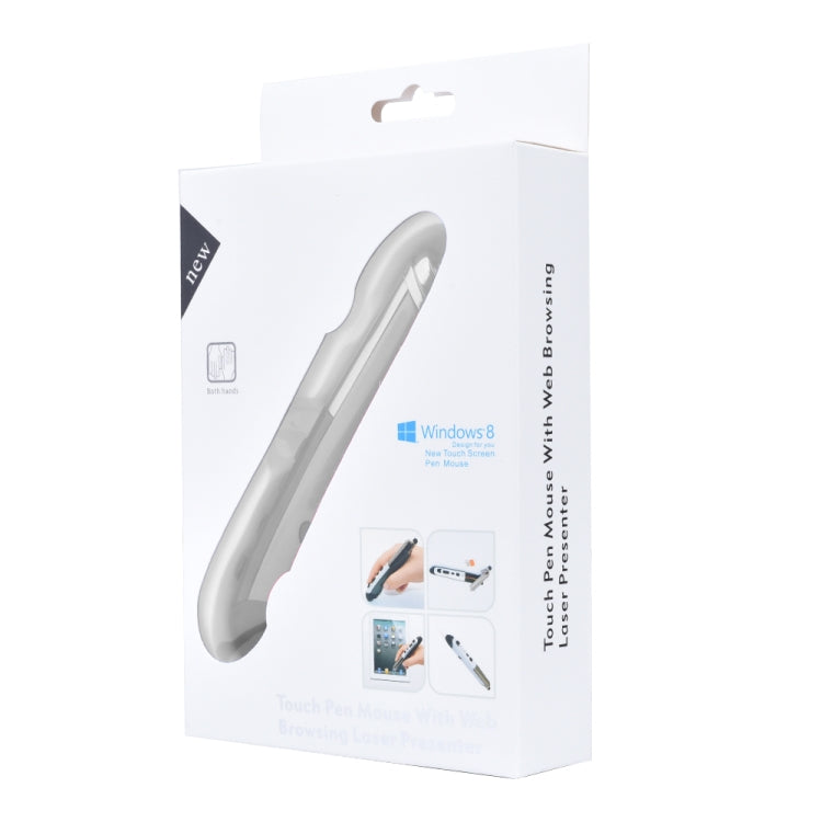 Rato ótico inteligente sem fios PR-08 com 6 teclas, função de caneta stylus e laser, Função laser Vermelho, Função laser Branco, Função laser Preto, Função laser Cinzento, Função laser Azul
