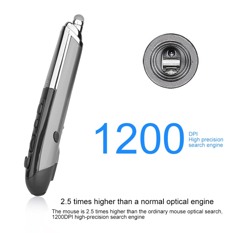 Rato ótico inteligente sem fios PR-08 com 6 teclas, função de caneta stylus e laser, Função laser Vermelho, Função laser Branco, Função laser Preto, Função laser Cinzento, Função laser Azul