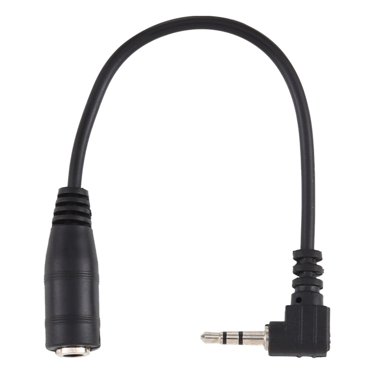 Cabo adaptador conversor de alimentação DC estéreo AUX com ficha macho de ângulo direito 2,5mm para jack fêmea 3,5mm, comprimento: 14cm