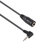 Cabo adaptador conversor de alimentação DC estéreo AUX com ficha macho de ângulo direito 2,5mm para jack fêmea 3,5mm, comprimento: 14cm
