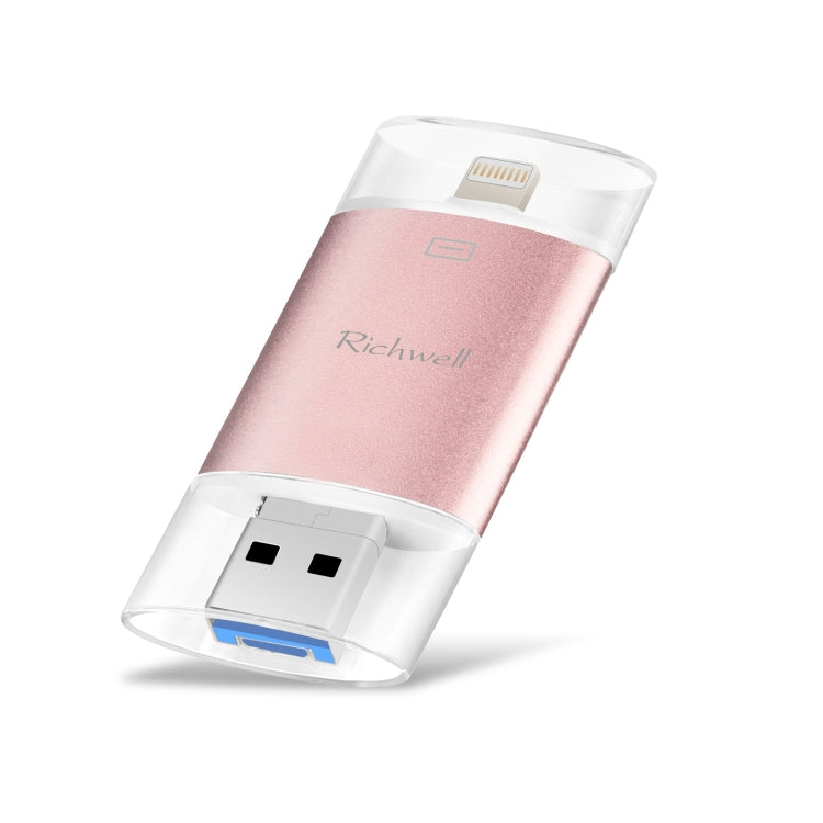 Pen Drive Richwell 3 em 1 32G Type-C + 8 Pinos + USB 3.0 com Dupla Tampa Metálica e Função OTG