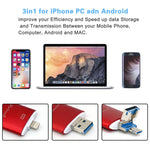 Richwell 3 in 1 16G Type-C + 8 Pin + USB 3.0 Metal Double Cover Push-pull Flash Disk with OTG Function