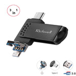 Pen Drive Metal Richwell 3 em 1 32G Type-C + Micro USB + USB 3.0 com Função OTG